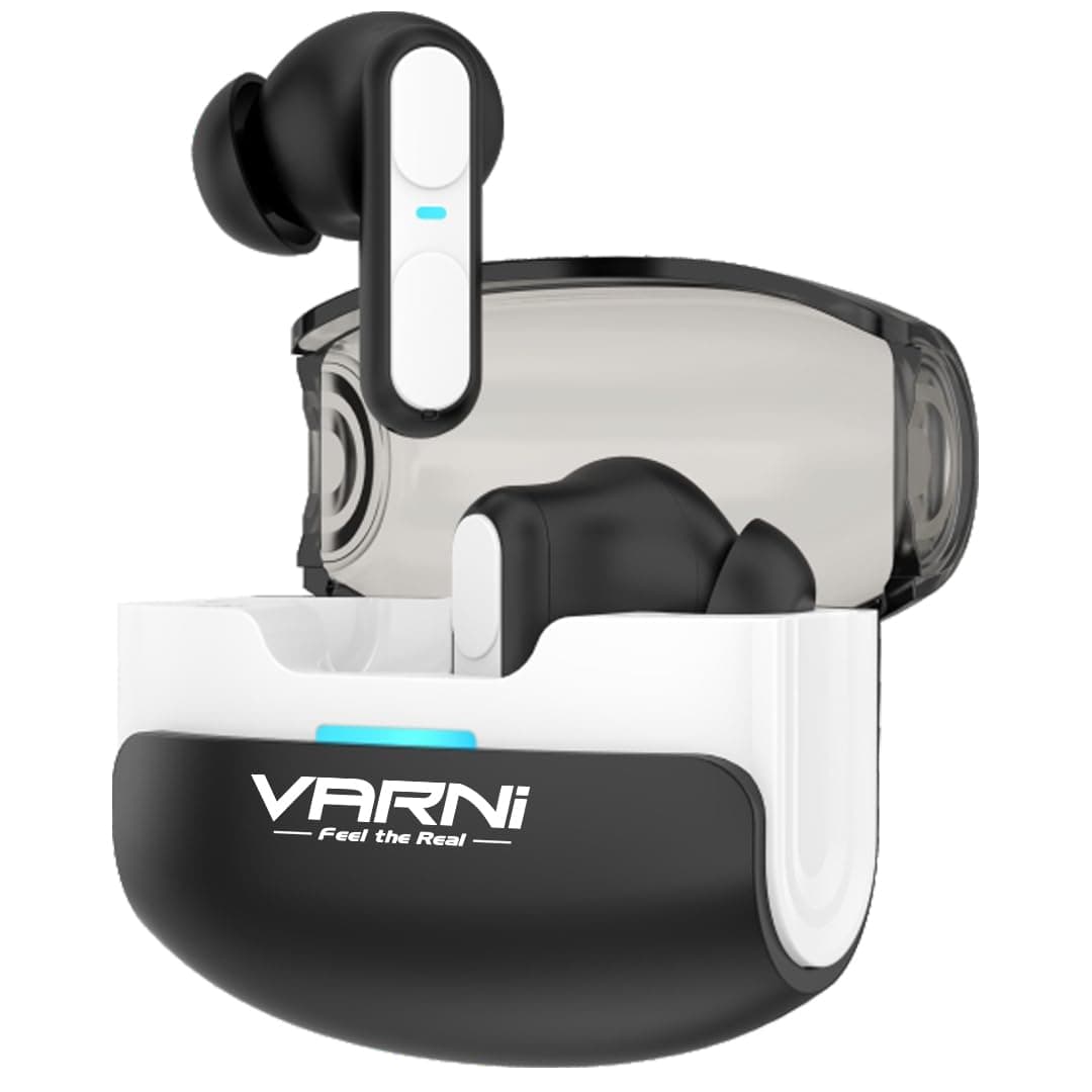 VARNI EVO TWS Earbuds with Low Latency(30ms), Type-C Charging, Upto 26H Playtime with Case, Light Weight, Touch Controls & BT v5.3 (Premium Black)