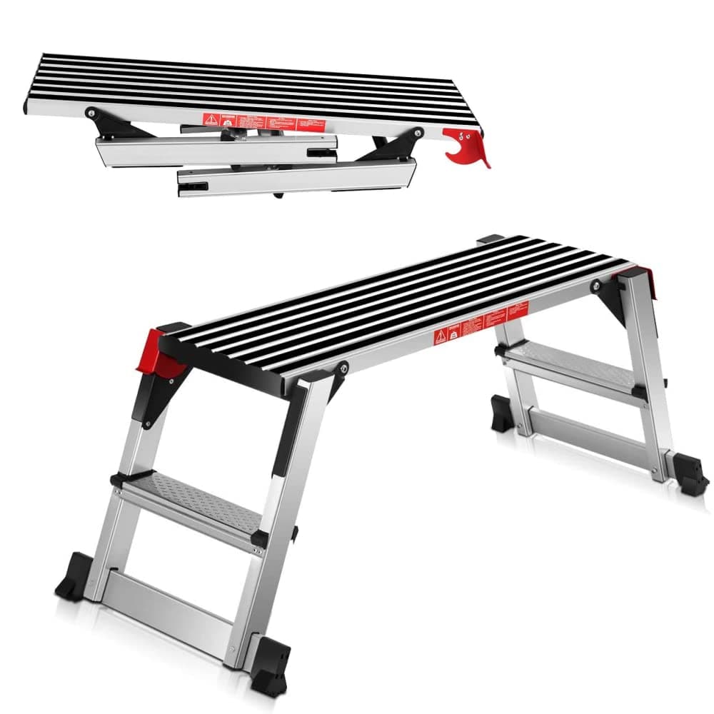ERGOMASTER 40'' Step Stool Folding Ladder Portable Work Bench Aluminum Drywall Stool with Non Skid Rubber Platform Step with Max 330 lbs Capacity