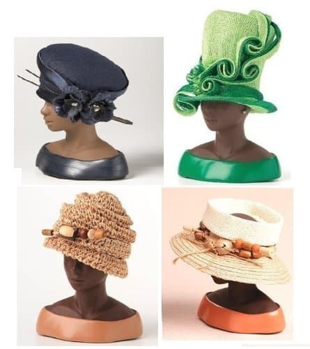 4 Assorted Hats Miniature Hat