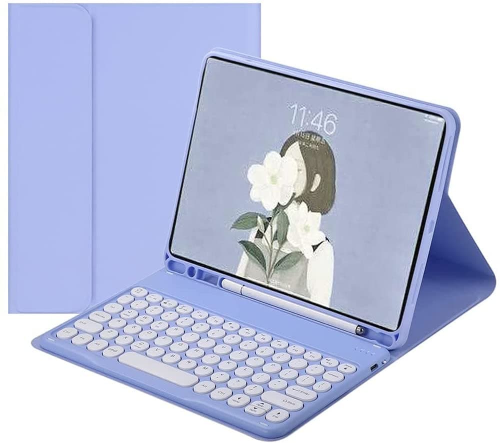 Galaxy Tab S6 Lite 2024/2022/2020 Keyboard Case with S Pen Holder, Magnetic Detachable Round Keys Keyboard Case for S6 lite (SM-P620/P625/P613/P619/P615/P610) (Purple)