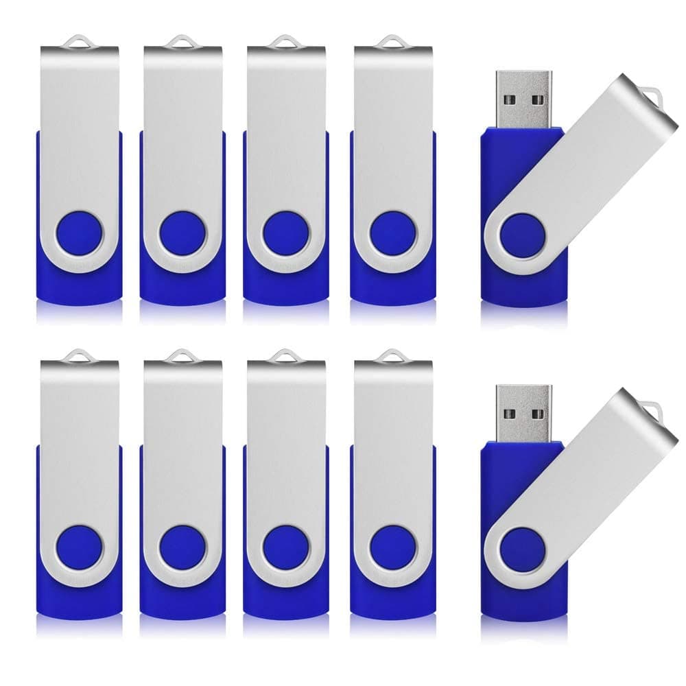 Aiibe 8 GB Flash Drive 10 Pack USB Flash Drives 8G USB 2.0 Memory Stick Thumb Drive Data Storage Swivel Keychain Design Pen Zip Drives Wholesale/Lot/Bulk (10 Pack, 8GB, Blue)