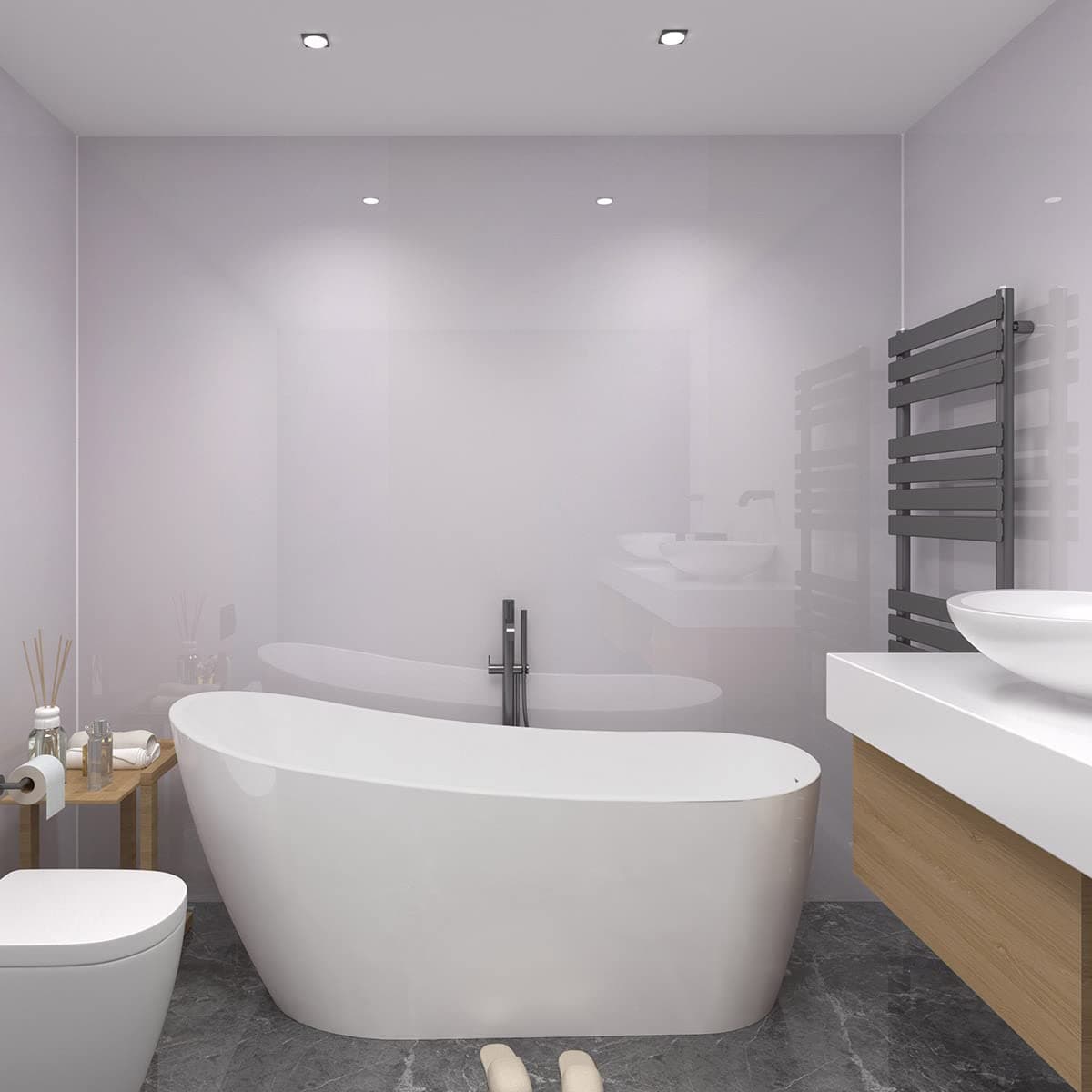 NRG Gloss White Large Waterproof PVC Shower Panel Cladding for Bathroom Kitchen Wall Ceilings 1m Wide (1 PCS)