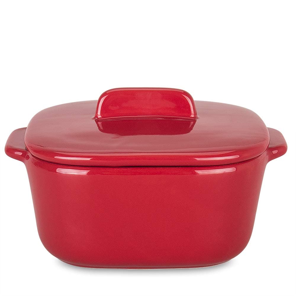 Small Ceramic Baking Dishes with Lids and Handle for Oven, Square Mini Cheese Baking Dishes Breakfast Bowl Bakeware Set