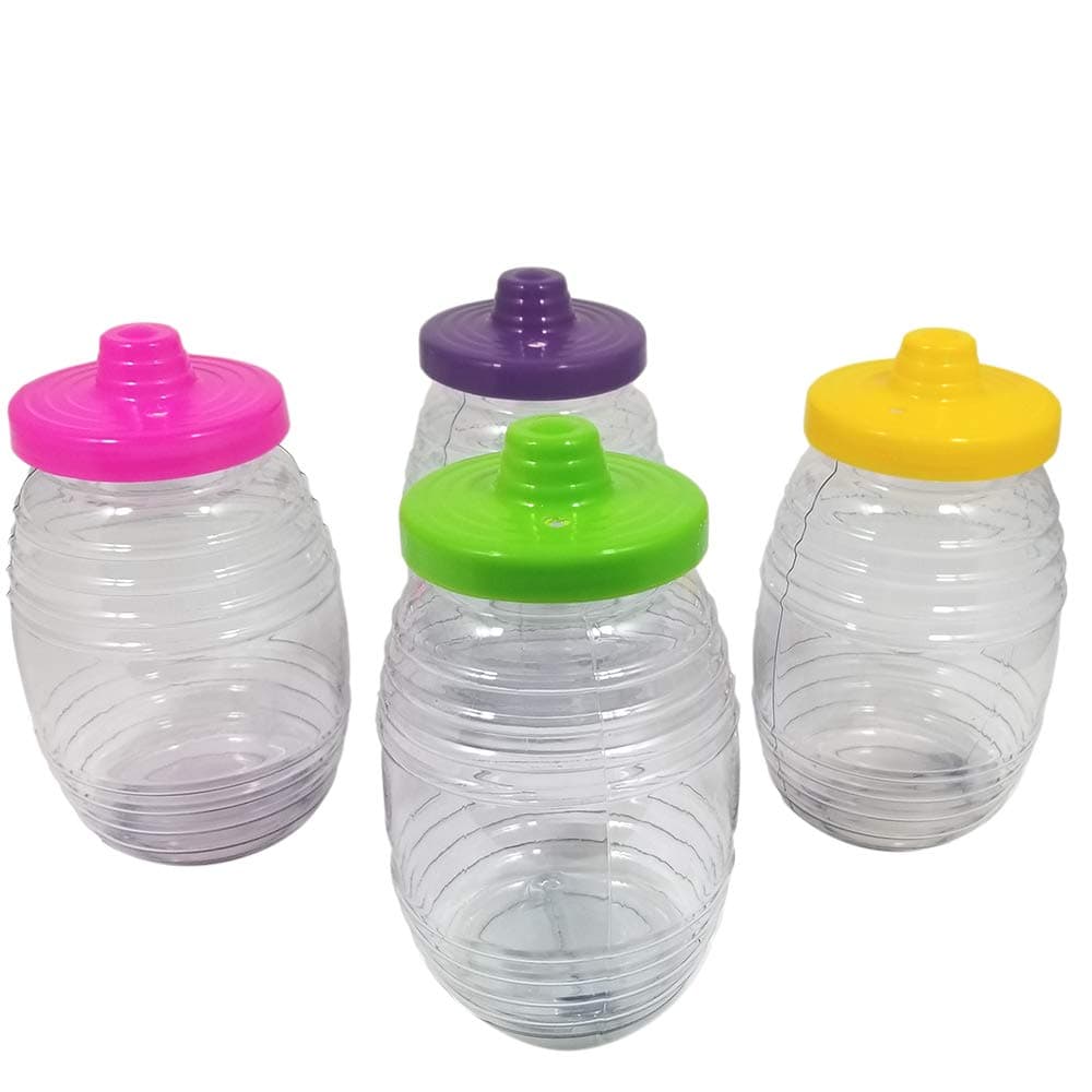 SPARC LIGHTING Mexican Style 32 oz Mini Plastic Barrel with Straw and Lid Traditional Vitroleros in Assorted Colors (32oz ( 4 Pack))