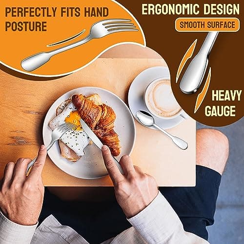 HaWare 18/10 Stainless Steel Flatware, 60-Piece Silverware Set for 12, Premium Cutlery Set for Home Restaurant, Include Knife Fork Spoon, Ergonomic Design Eating Utensils Tableware, Dishwasher Safe