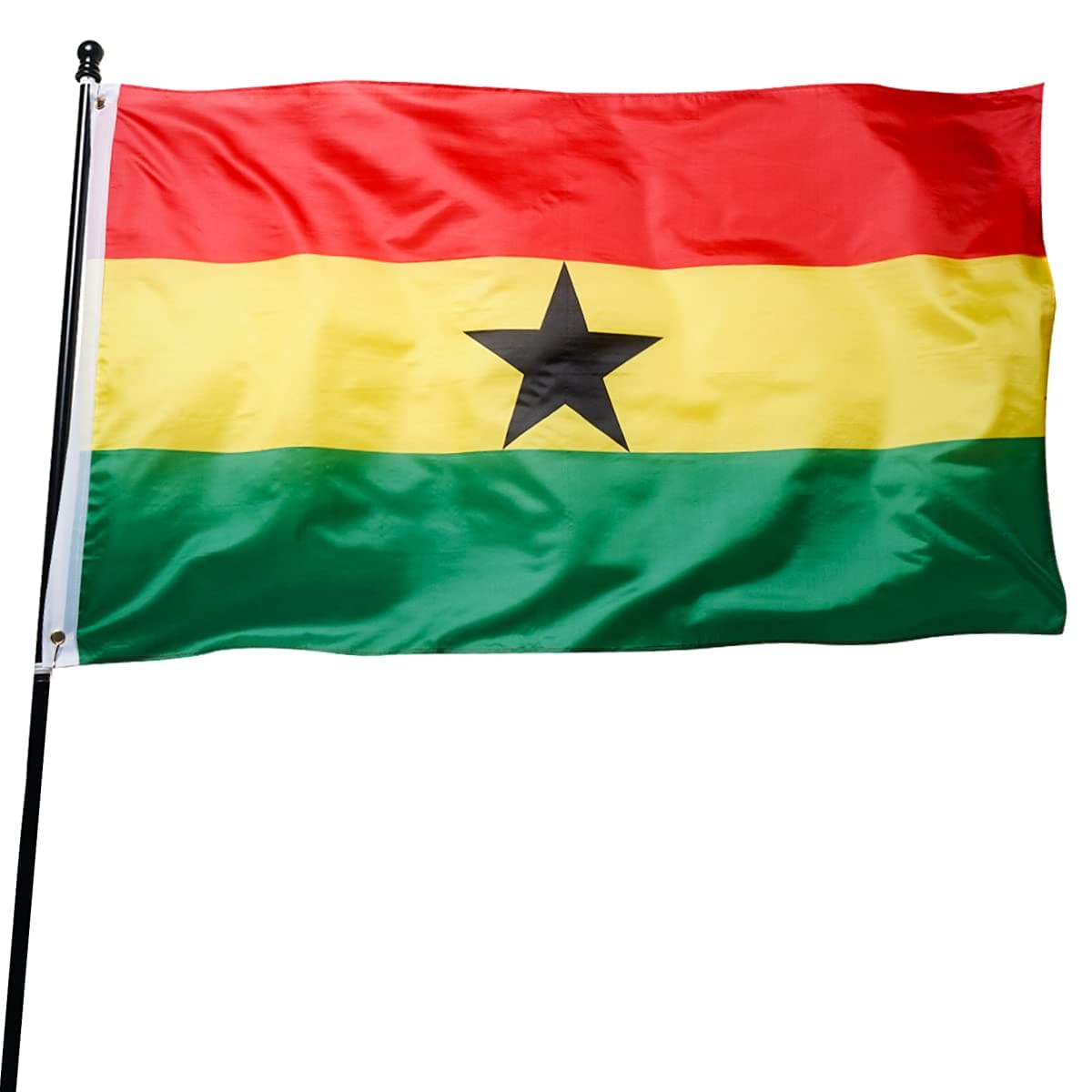 DANF Ghana Flag 3x5 Ft Thick Polyester, Fade Resistant, Brass Grommets, Canvas Header, Double Sided Ghanaian National Flags 3 X 5 Feet