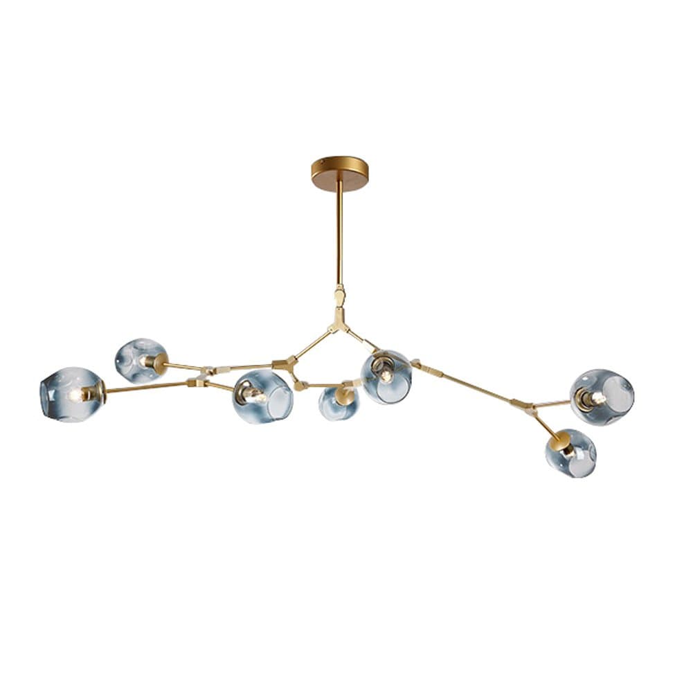 Modern Molecular Chandelier, E26 Nordic Bubble Ball Rotating Ceiling Light with Glass Lampshade, Pendant Lighting Rod Fixtures for Living Dining Room Bedroom Bar(Gold, 7 Lights)