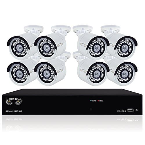 Night Owl 8 Channel Wired Security NVR with 2TB Hard Drive and 8 2K (4MP) Wired IP Cameras