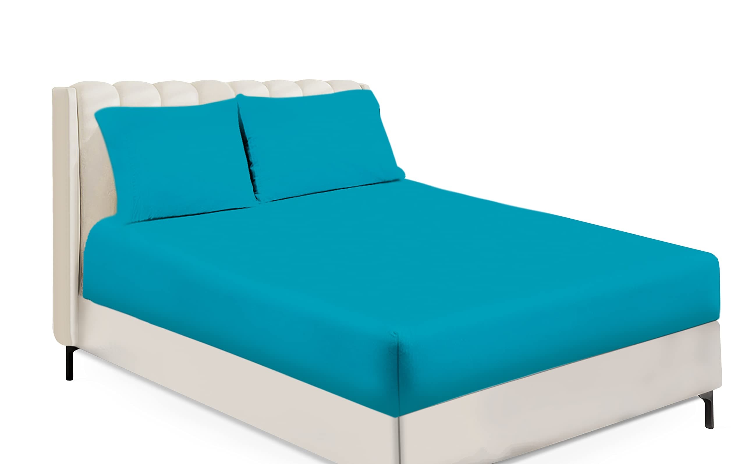 Sapphire CollectionLuxury Percale Non Iron Teal Fitted Sheet Size - Double