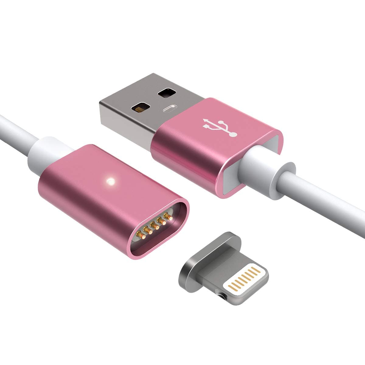 Magnetic Charging Cable for iPhone, Lightning USB Magnet Charger Apple Charge Cord Accessories for iPhone 5 5S 6 6S Plus 7 7Plus 8 X iPod iPad (Rose-Gold)