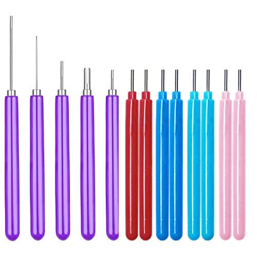 13 PCS Paper Quilling Tools Slotted Kit, 6 Different Sizes, TuNan Rolling Curling Quilling Needle Pen for Craft DIY Paper Crafting Cardmaking Project - Purple, Blue, Pink, Red, Light Blue