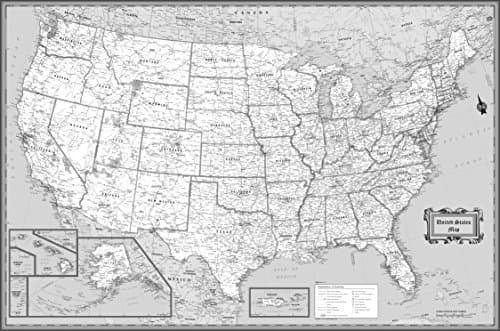CoolOwlMaps United States Wall Map Black - Laminated