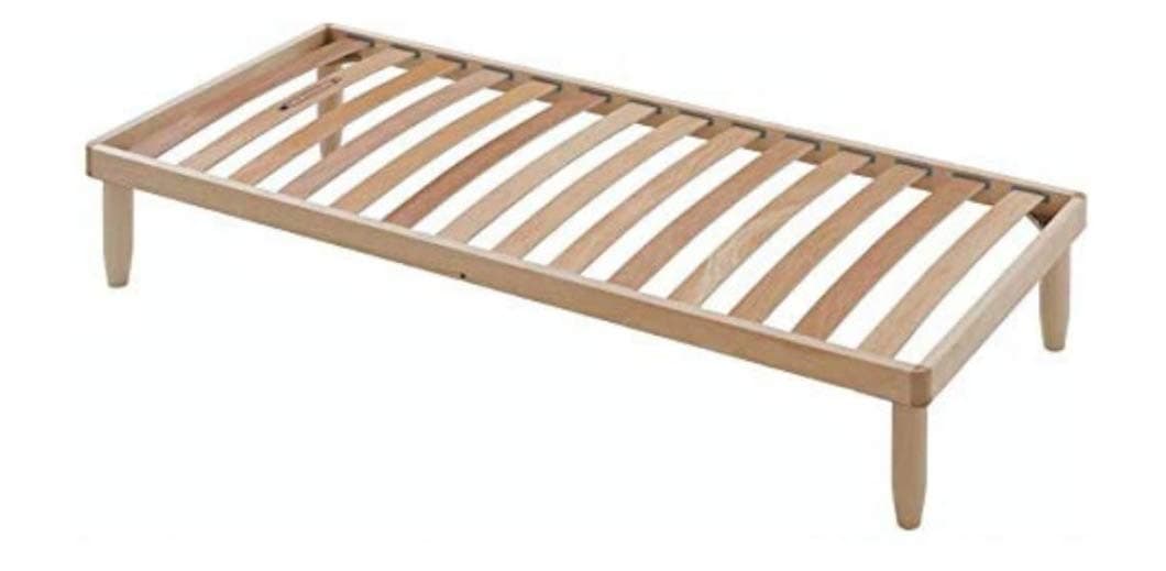 EVERGREENWEB - Fixed Bed Base 120x200 cm, 35 cm high with Wood Slats Orthopedic Platform, Frame for Mattress, Reinforced Structure with 4 removable legs, Underbed storage, Easy Assembly