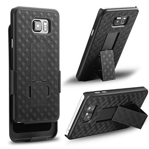 Verizon Samsung Galaxy Note 5 (SM-N920V) Case, Black Combo Case Hard Shell Shock-Proof Carrying Holster Swivel Belt Clip with Kick-Stand for Samsung Galaxy Note 5 (SM-N920V)
