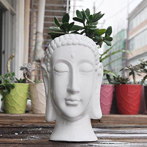 Buddha Head Decoration Ceramic Planter Pot, Ceramic Flower Vase