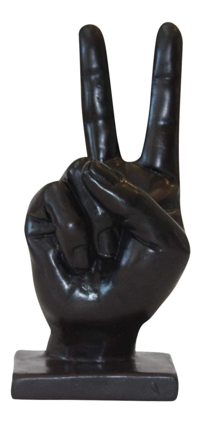 Peace Sign Hand Symbol Sculpture Choco Black 3D