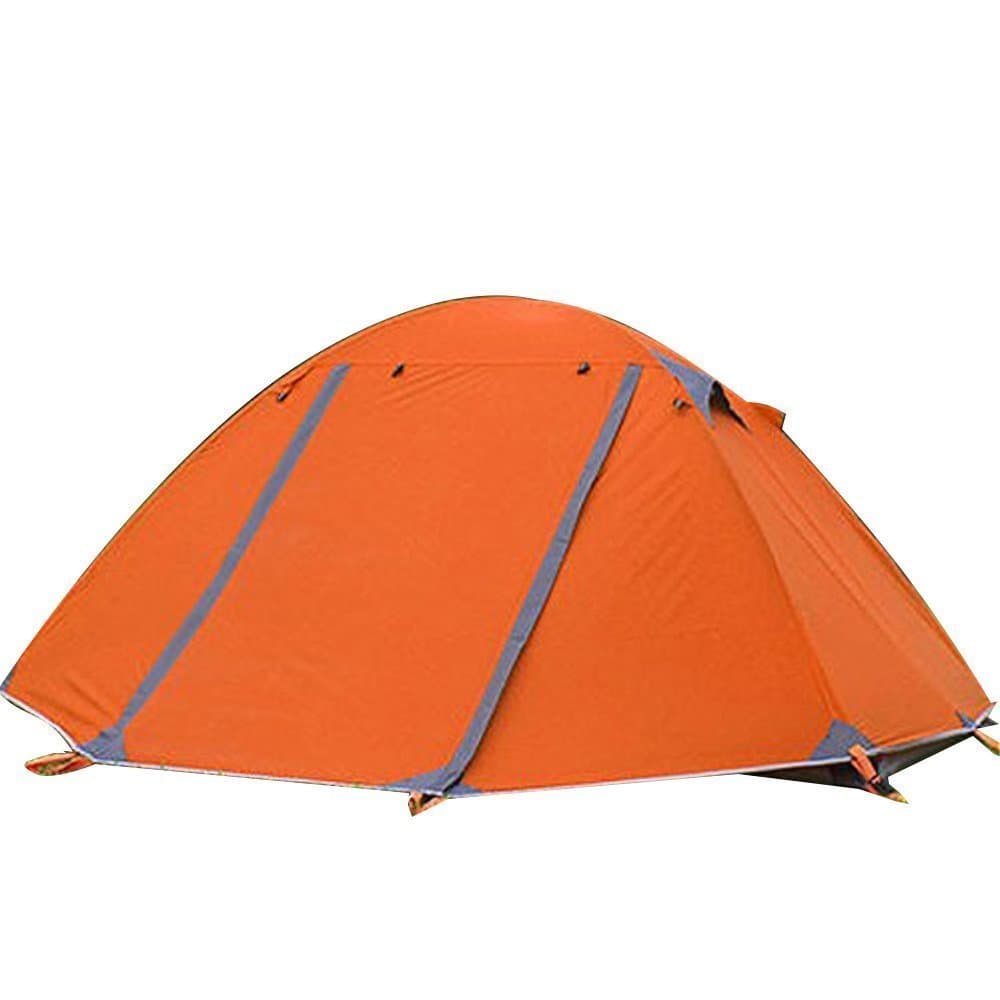 FLYTOP 3-4 Season 1-2-person Double Layer Backpacking Tent Aluminum Rod Windproof Waterproof for Camping Hiking Travel Climbing - Easy Set Up (Orange-3 Season 2 Person)