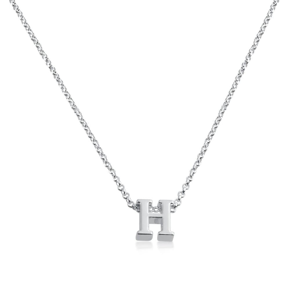 Initial Letter H Personalized Serif Font Small Pendant Necklace Thin 1mm Chain