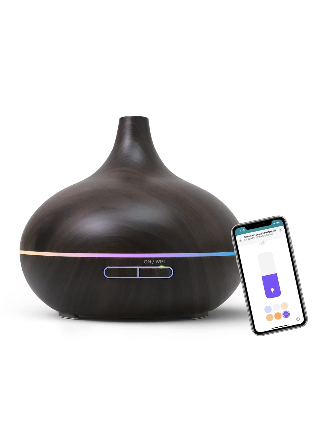 Smart WiFi Essential Oil Diffuser Works with Apple HomeKit & Alexa, Ultrasonic Aromatherapy Diffuser & Mist Humidifier with Voice & APP Remote Control, Schedule & Timer, RGB Light