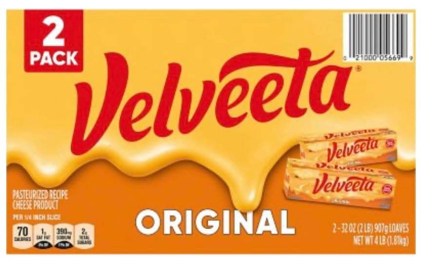 Velveetas Original Pasteurized Cheese, 32 oz., Pack of 2
