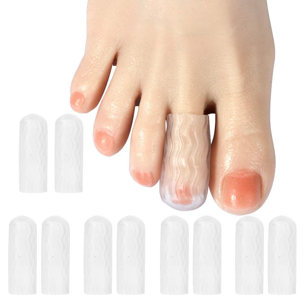 Silicone Toe Sleeve Caps 10 PCS - Middle Toe Cover Protector Bandage Thread Gel Toe Protectors