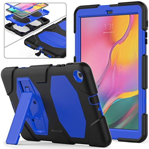 HXCASEAC Galaxy Tab A 10.1 2019 Rugged Case with Kickstand, SM-T510/SM-T515 Case, Full Body Heavy Duty Shockproof Protective Case Cover for Galaxy Tab A Tablet 10.1 Inch 2019 (Blue+Black)