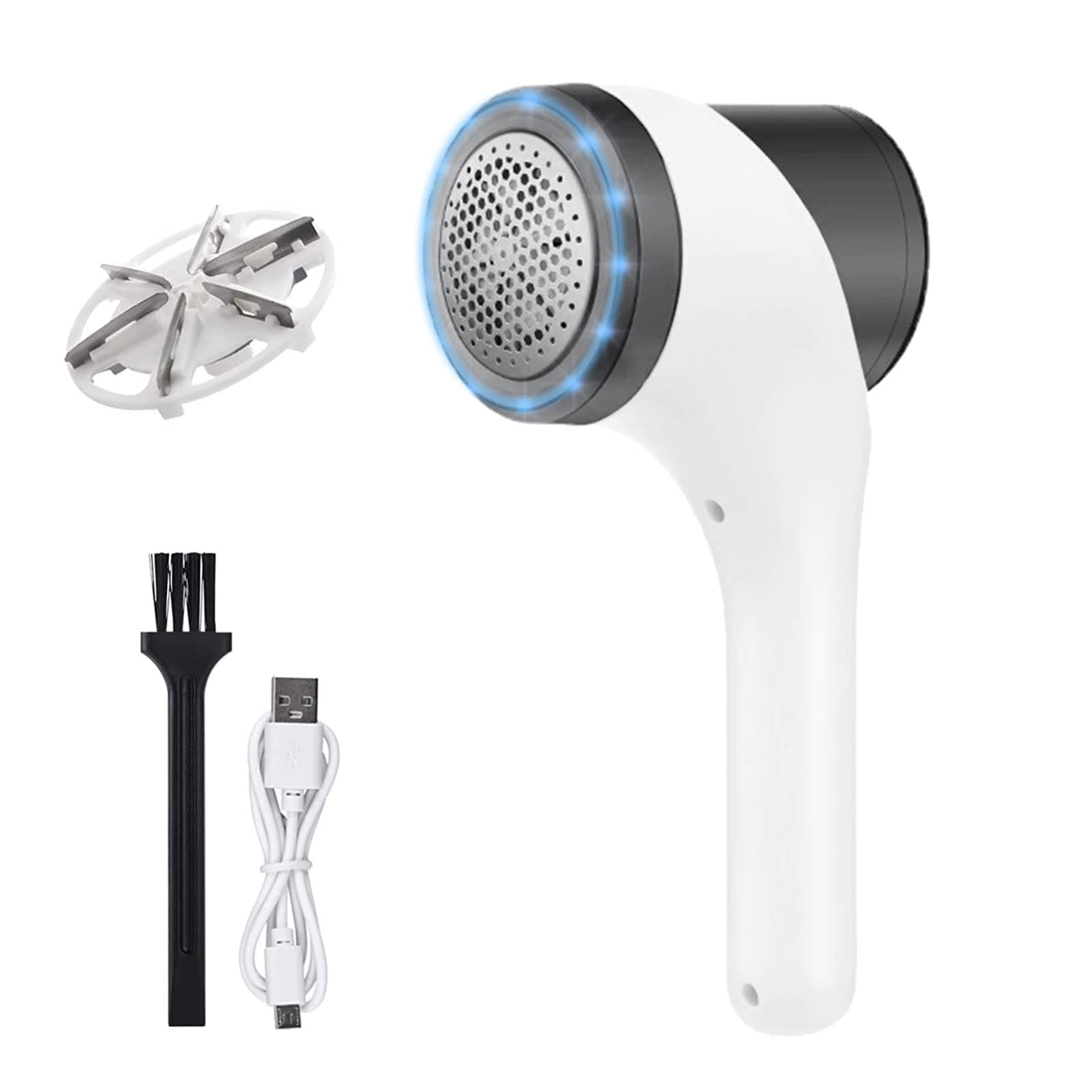 Fabric Shaver with light ring,Sweater Shavers to Remove Pilling,Electric Lint Remover Rechargeable with 6-Leaf Blades,USB Fabric Shaver Fuzz Remover,Lint Shaver for Clothing and Furniture…