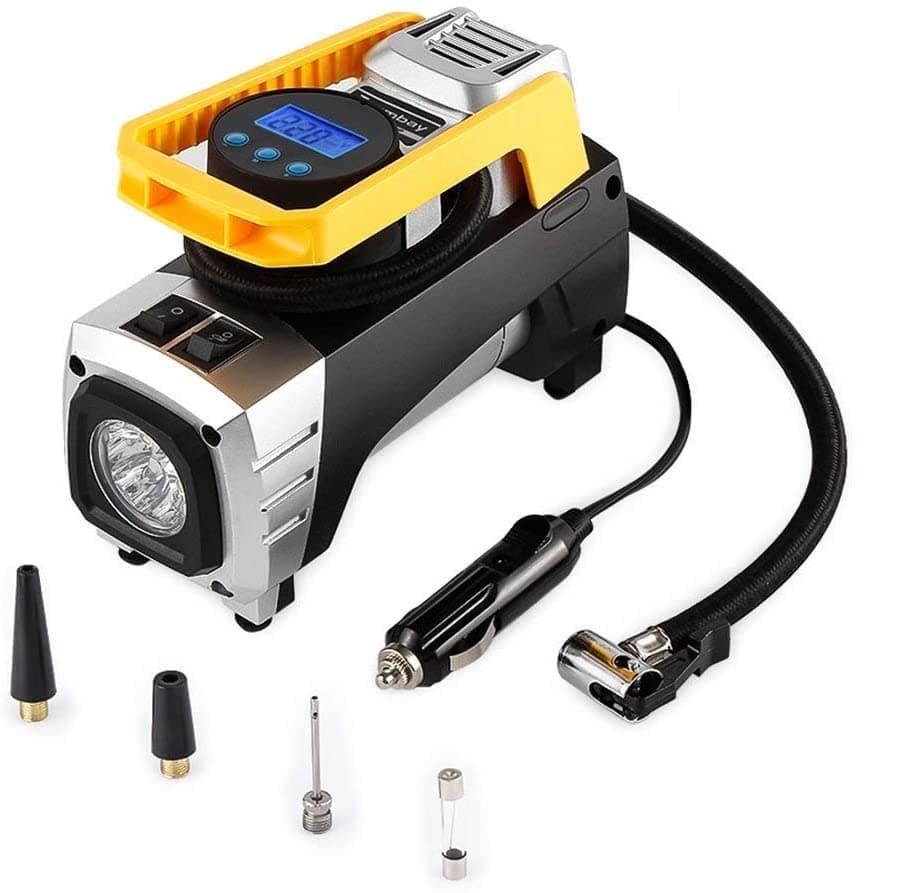 Air Compressor Tyre Pump portable 12V 150 PSI Auto Digital Tire Inflator with Preset Pressure Auto Shut Off Gauge, LED Light Air Compressor for Car Truck Bikes RV Sport Ball & Other Inflatable