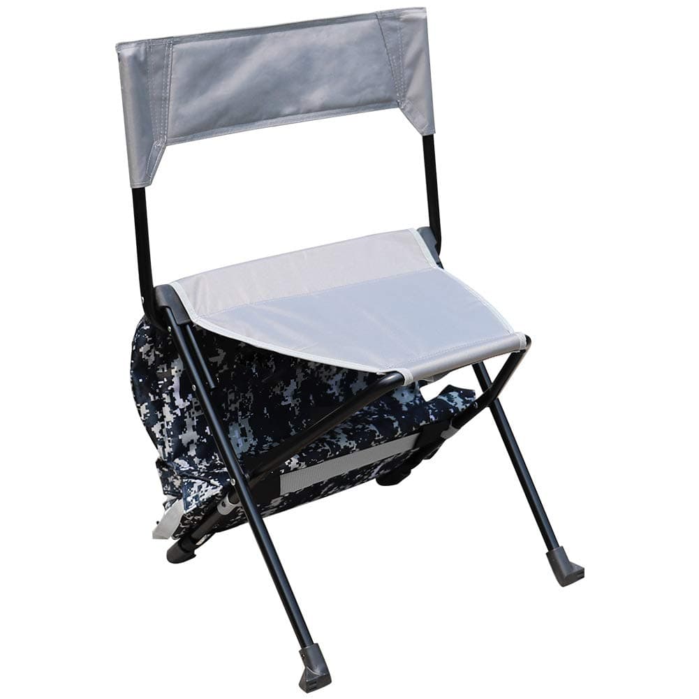 Portable Durable Folding Backpack Chair, Grey Camo - Perfect for Camping, Sporting Events, Campfires, Hiking, and Outdoor Recreation, Built in Pockets for Storage