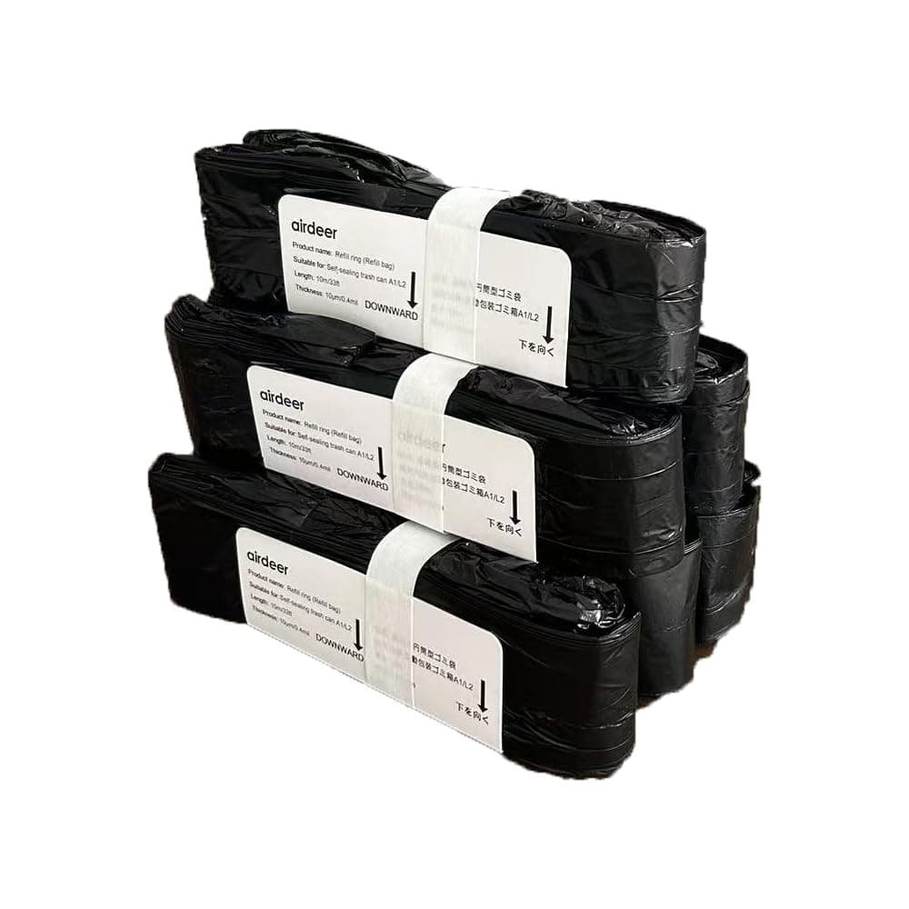 Airdeer Refill Bag Ring, Trash can bags, 10m continuous garbage bag, Designed for Airdeer Self-sealing Smart Trash Can(A1/L2, Pack of 6)