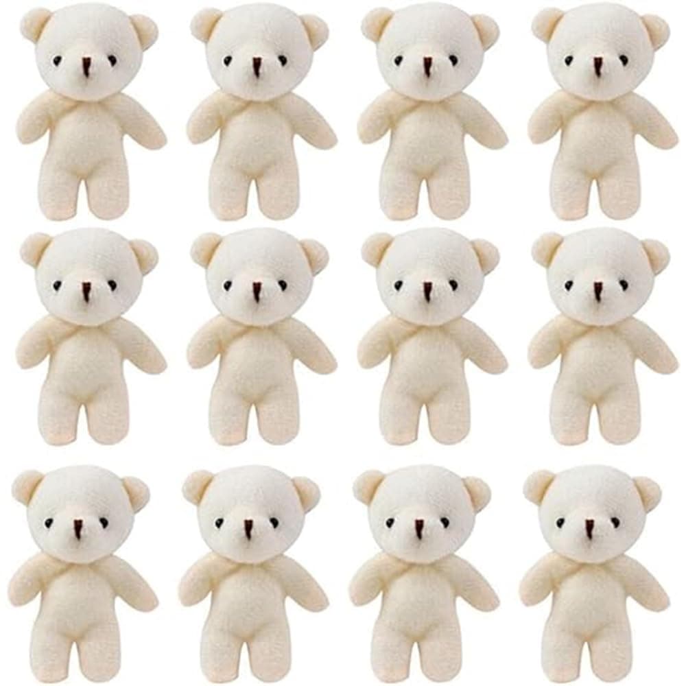 Teddies Bears Pendant, Mini Plush Bear Toy Small Plush Doll Bears Stuffed Animal Toys for Keychain Craft DIY Accessory Birthday Gifts Party Favors Supplies (12Pcs)