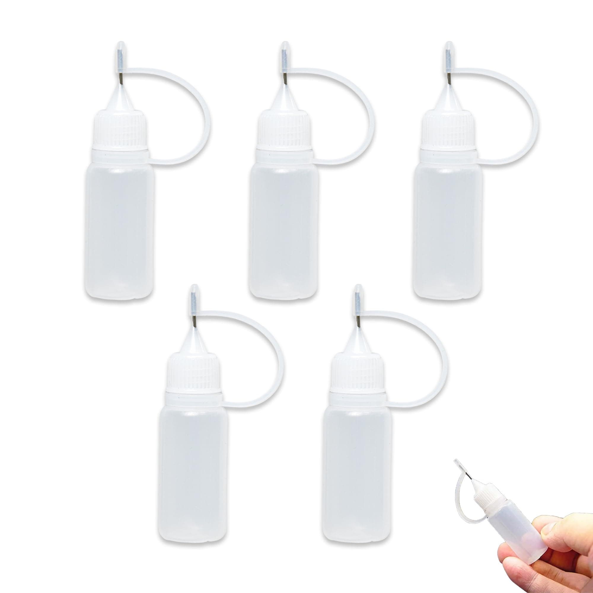 5-Piece Precision Dispenser Set – 10ml Fine-Tip Bottles for Crafting, Lubrication, and Detailed Adhesive Work (Leak-Proof Multi-Use Design)