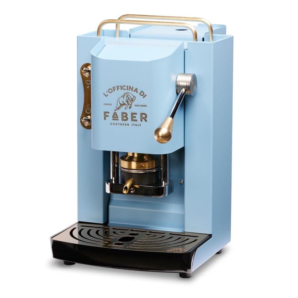 Pro Deluxe Model | Espresso Coffee Machine ESE 44 mm | Brass Finish | Adjustable Brass Press | Standard Solenoid Valve (TURQUOISE)