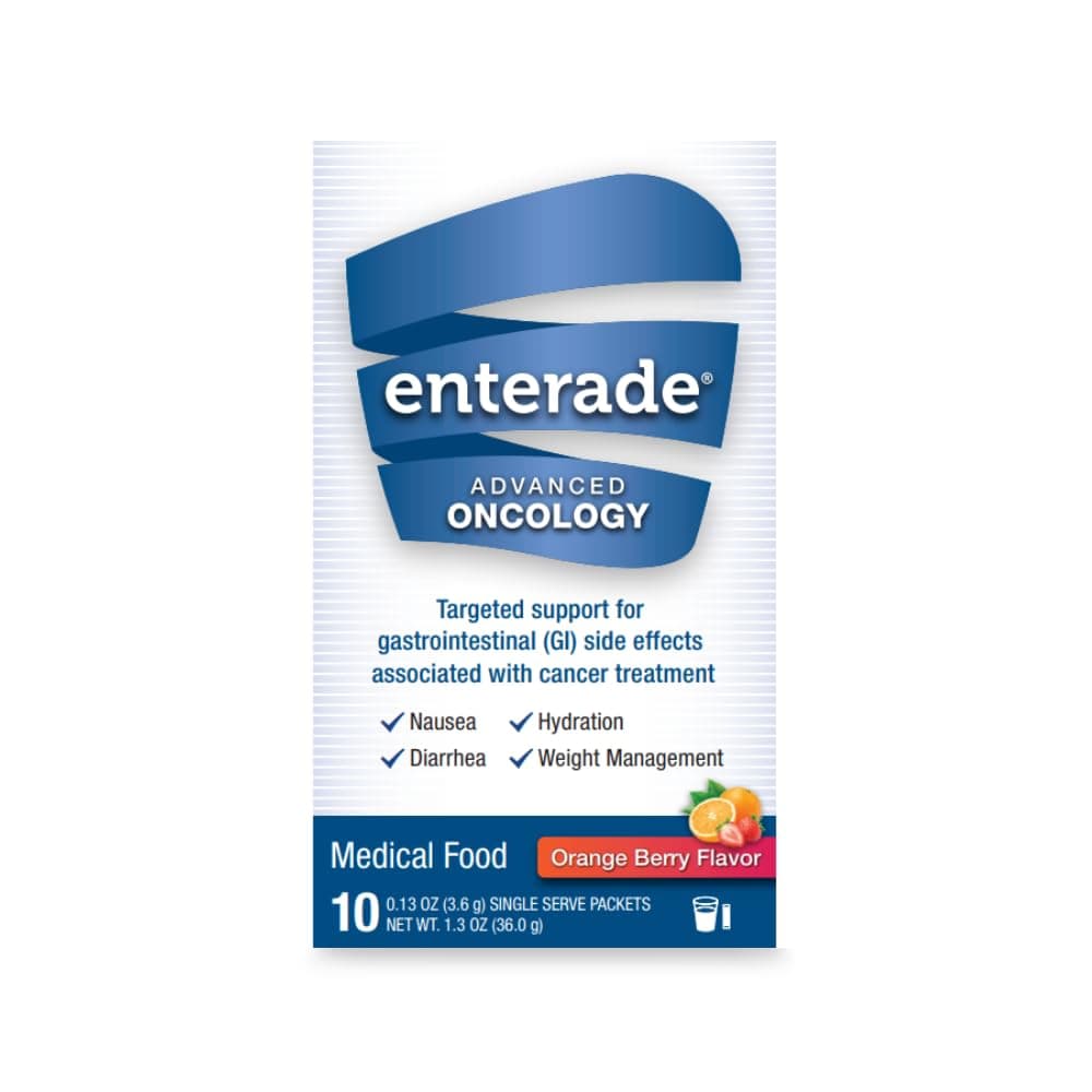 enterade® Advanced Oncology Powder Packets - Specially Formulated to Decrease GI Side Effects – Orange Berry, 10 Single-Serving Powder Packets