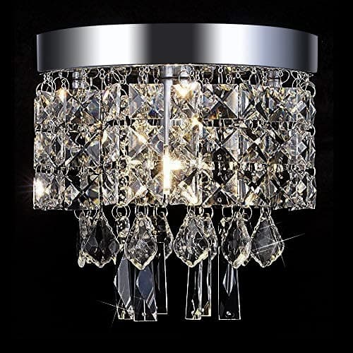 Crystal Chandelier,Modern Crystal Ceiling Light Mini Flush Mount Light,1 Light,W7.9 X H7.9 Modern Pendant Lamp Fixture for Dining Room, Bedroom, Kitchen, Hallway, Bar, Bathroom, Silver