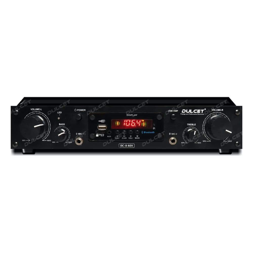 Dulcet DC-A60X 2 Channel Stereo Amplifier with Big LED Display/Bluetooth/MIC Input/USB/SD Card Slot/FM Radio/AUX Input/Remote Control & Built-in Equalizer with Bass, Treble & Balance Control