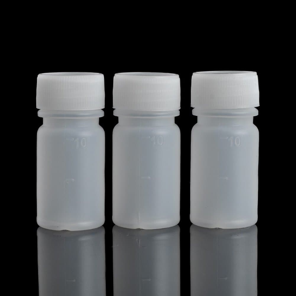 100Pcs 10ml PE Plastic Empty Small Mouth Graduated Lab Chemical Container Reagent Bottle Sample Sealing Liquid Medicine Bottles