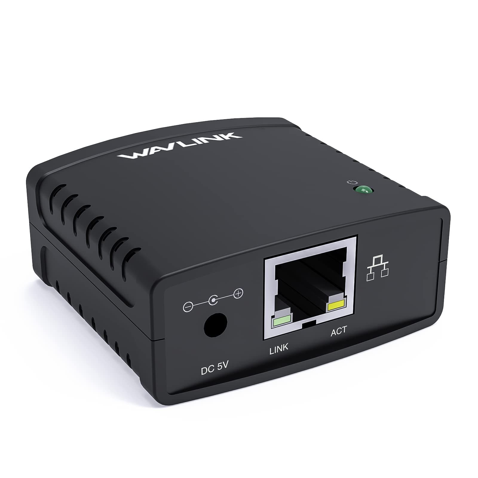 USB 2.0 Network Print Server, LAN Print Share Server for USB Printers, LPR Print Protocol 10/100Mbps Computer Print Server Adapter for Windows 7/8/8.1/XP/10/11/Vista, MacOS 10.7 or Above