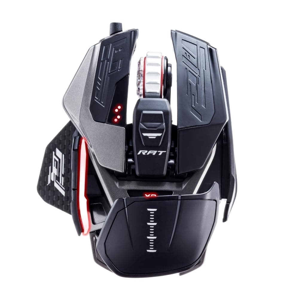 The Authentic R.A.T. Pro X3 Wired Gaming Mouse - 16000Dpi - 3 Scroll Wheel Ring Options – With Extra Accessories - On-Board Memory For 10 User Profiles - Carbon Fiber Thumb Rests, Black