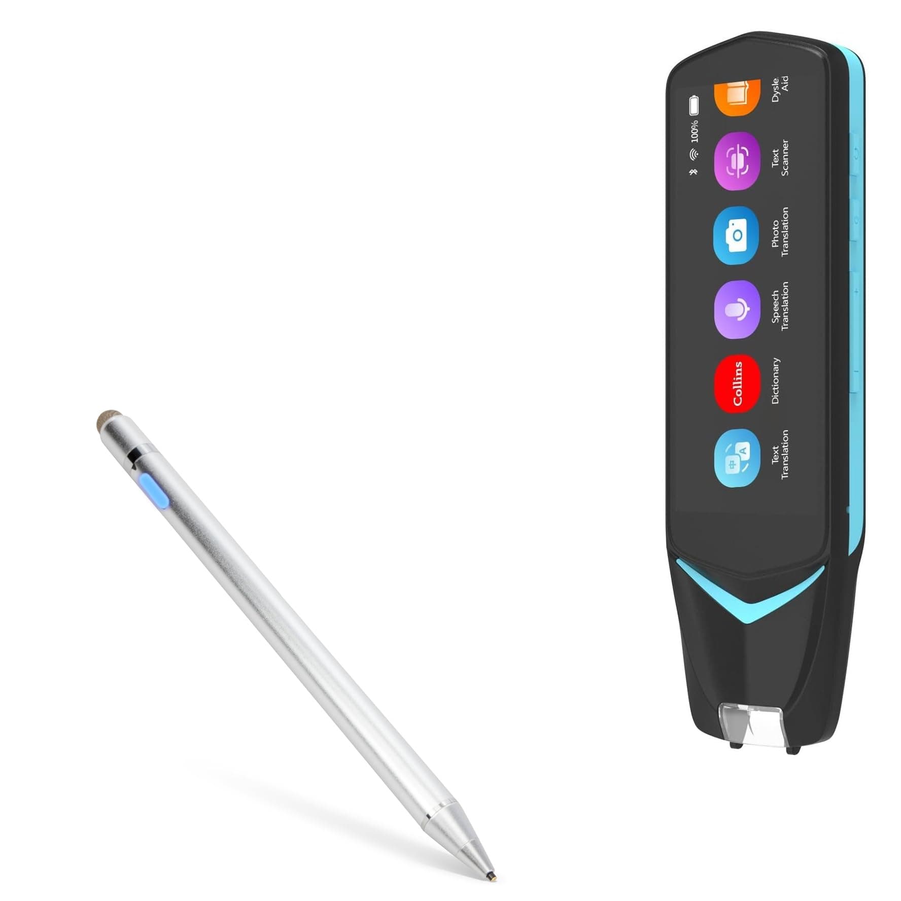 BoxWave Stylus Pen Compatible with NEWYES Scan Reader Pen 4 - AccuPoint Active Stylus, Electronic Stylus with Ultra Fine Tip - Metallic Silver