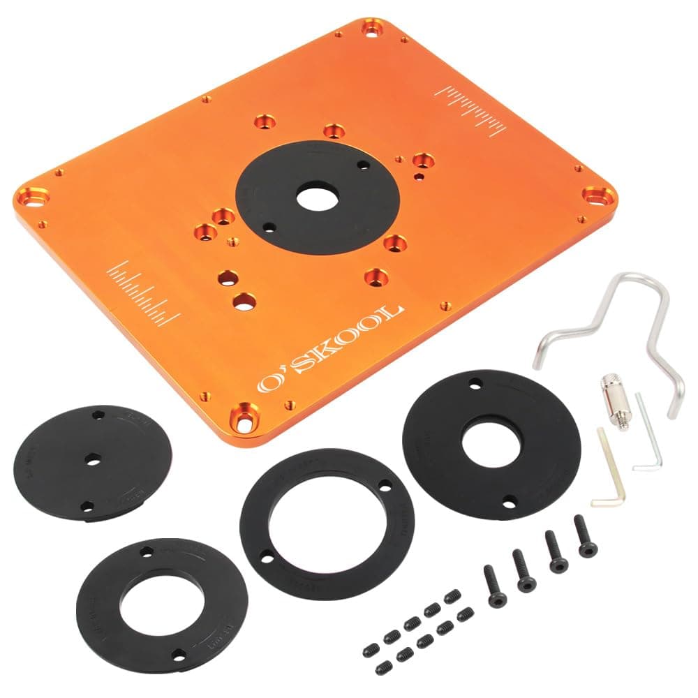 O'SKOOL Precision Aluminum Router Table Insert Plate, Router Templates With Pre-Drilled Adapt to Multiple Routers of Different Model, RTS02A