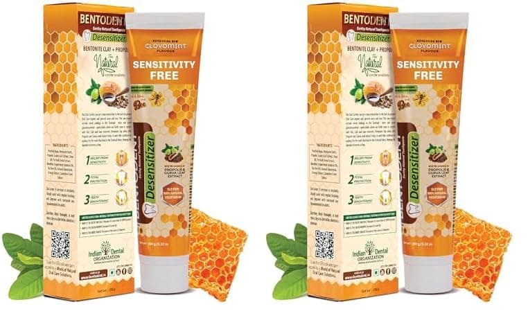 Bentodent Toothpaste - Desensitizer Natural Sensitivity Relief Toothpaste with Clove And Mint - 100 Gm (Pack of 2)