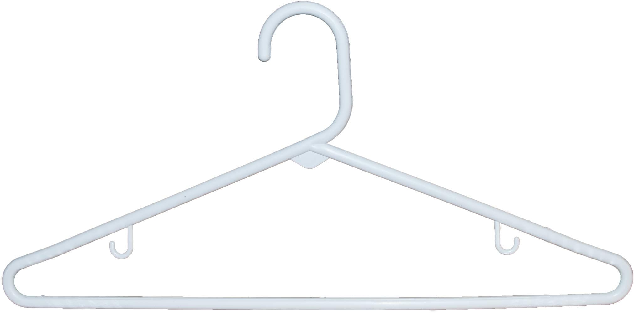 White Plastic Tubular Top Hanger with Fixed Bar, Space Saving Tube Hangers with Hooks for Hanging Straps (Set of 36) by The Great American Hanger Company