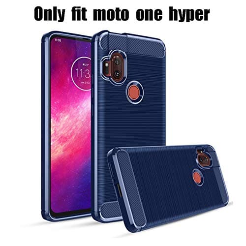 Alila for Moto One Hyper Case,Motorola One Hyper Phone Case Shock-Absorption Carbon Fiber Brushed Texture TPU Rubber Full-Body Protective Phone Cover for Men/Women-(Navy Blue)
