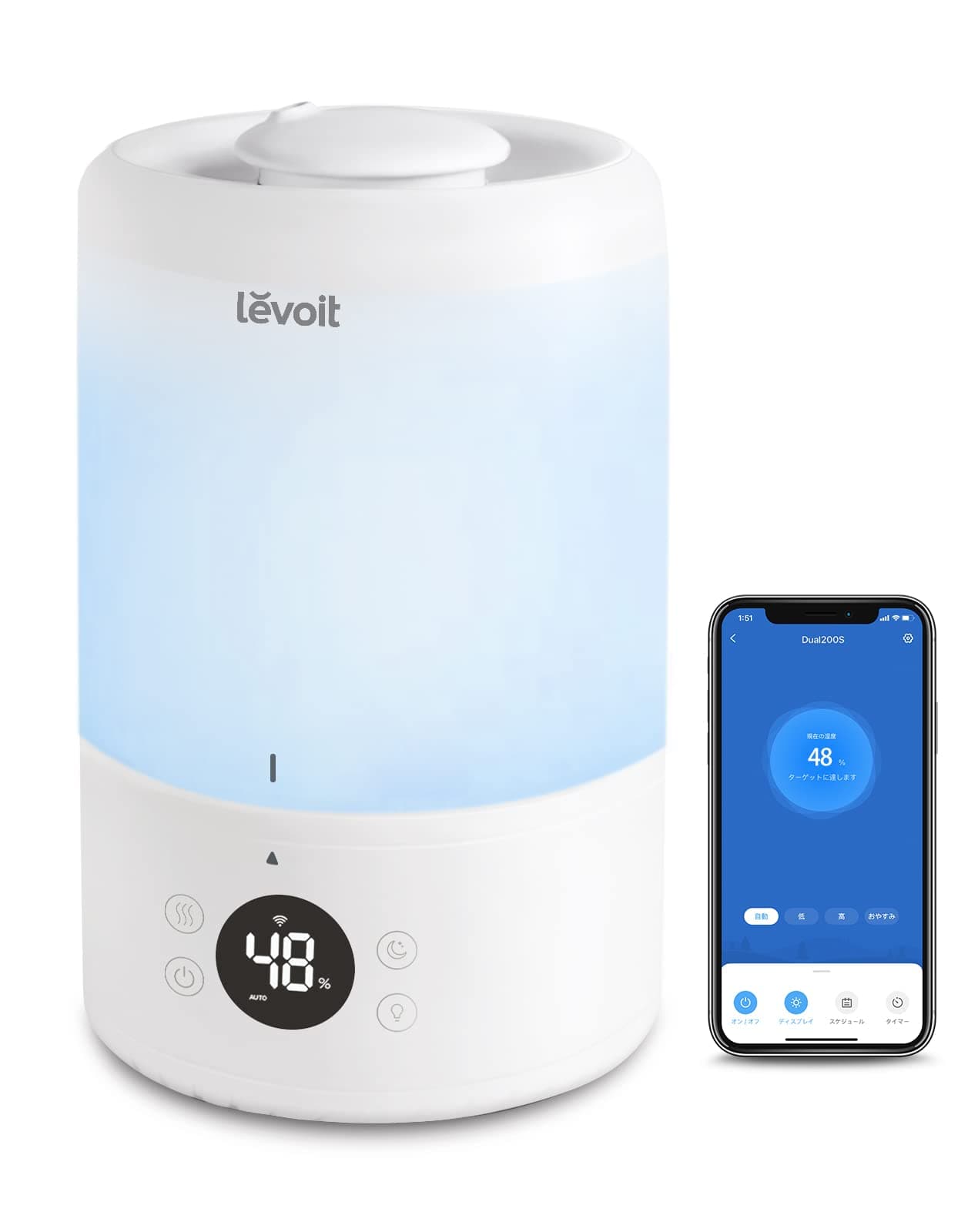 Levoit Bedroom Humidifier, Smart Wifi, Alexa Control, Essential Oil Diffuser, Babies, Nursery School, Plants, Top Fill, Cool Mist, Humidity Display, Easy Cleaning, Quiet Operation, 0.8 gal (3 L), White