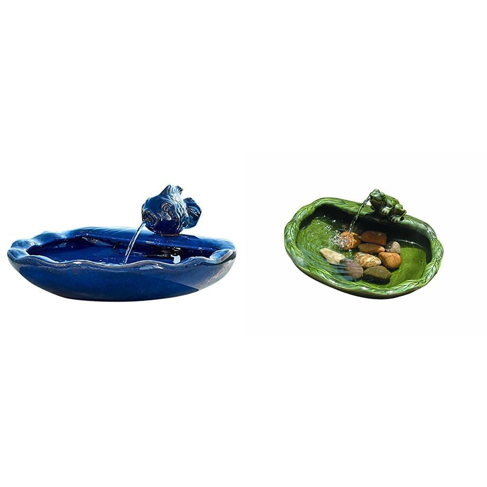 Smart Solar Ceramic Solar Koi and Frog Fountains Bundle | Powered by Solar Panels