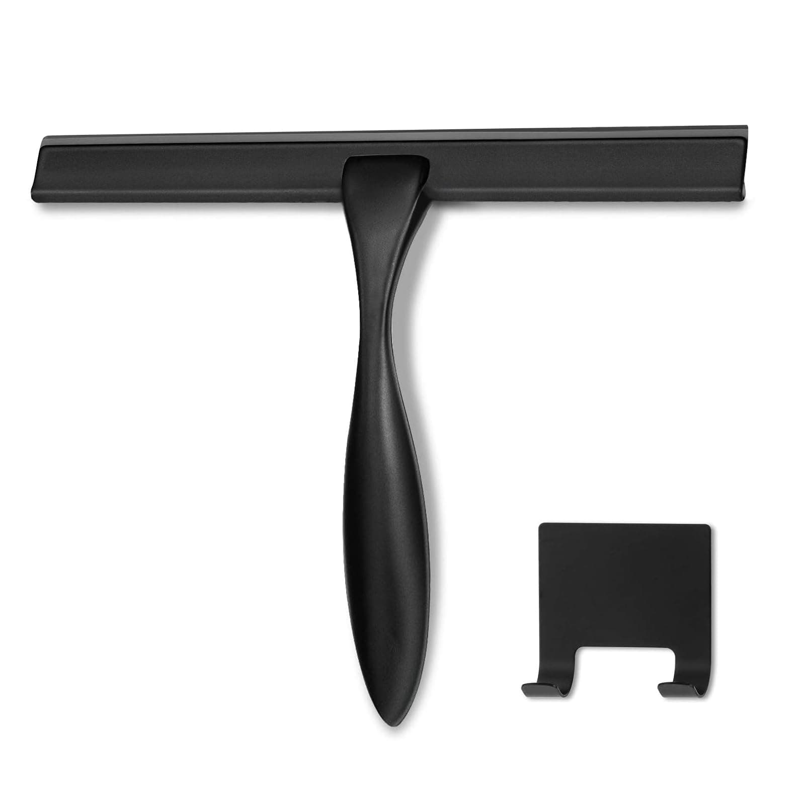 HIWARE All-Purpose Shower Squeegee for Shower Doors, Bathroom, Window and Car Glass - Black, Stainless Steel, 14 Inches