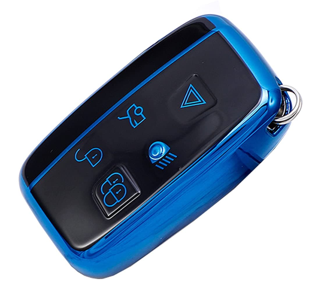TPU Protector Key Fob Cover Case fit for Range Rover Evoque Velar Sport Discovery Freelander 2 Land Rover Sport and Jaguar XF XJ XE Keyless Entry Key Fob (Blue)