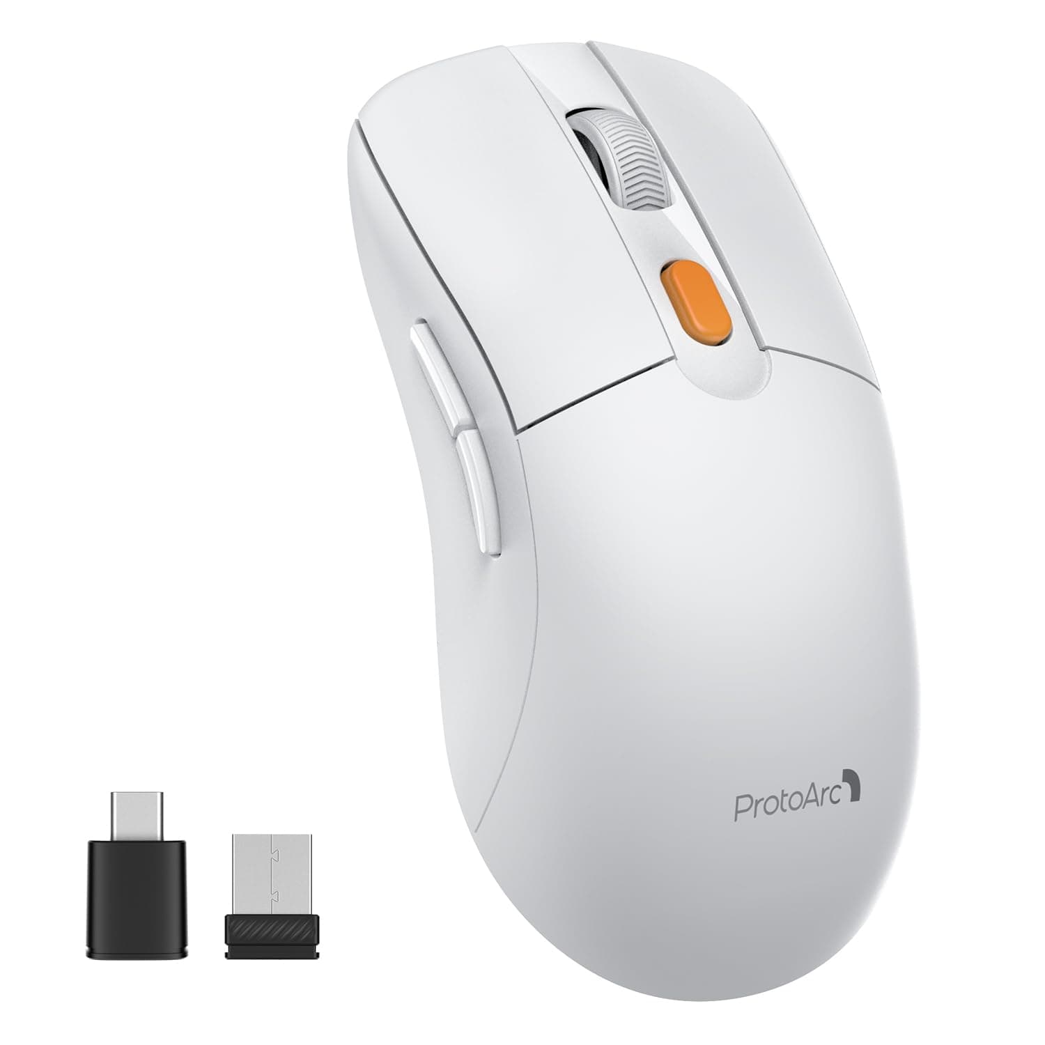 ProtoArc Wireless Mouse Jiggler, USB C Mouse EM15 Type C Wireless Jiggler Mouse Rechargeable Portable Slim Mouse Mover for Laptop, MacBook, PC, ipad, Tablet, Computer-White