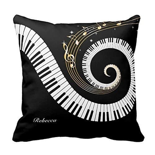 Personalized Piano Keys And Gold Music Notes Throw Pillows Custom Throw Pillow Case Personalized Cushion Cover Pillowcase Square Pillow Cover 16x16